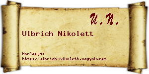 Ulbrich Nikolett névjegykártya